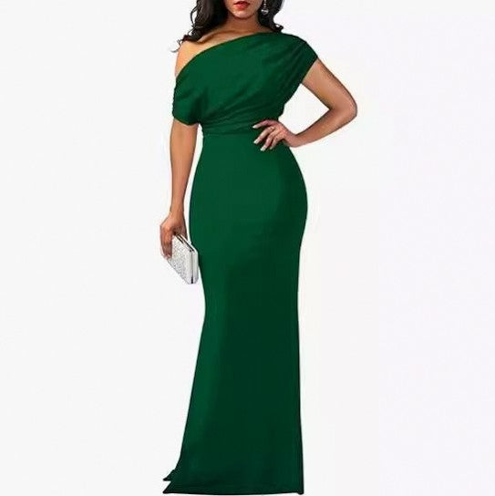 One Shoulder Ruched Maxi Dress