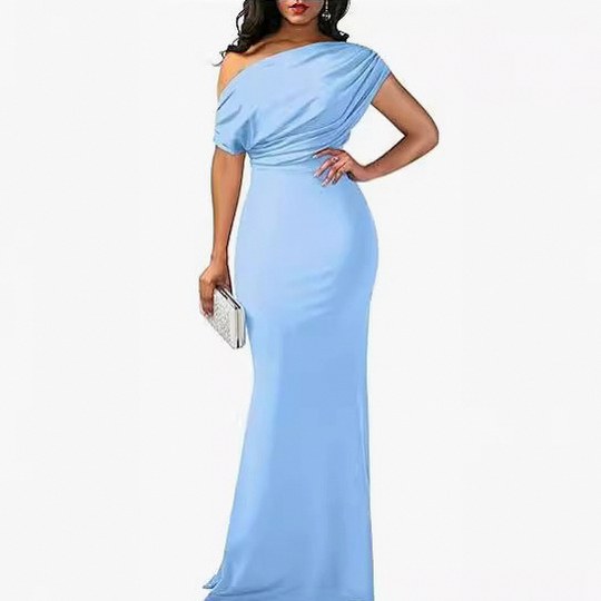 One Shoulder Ruched Maxi Dress