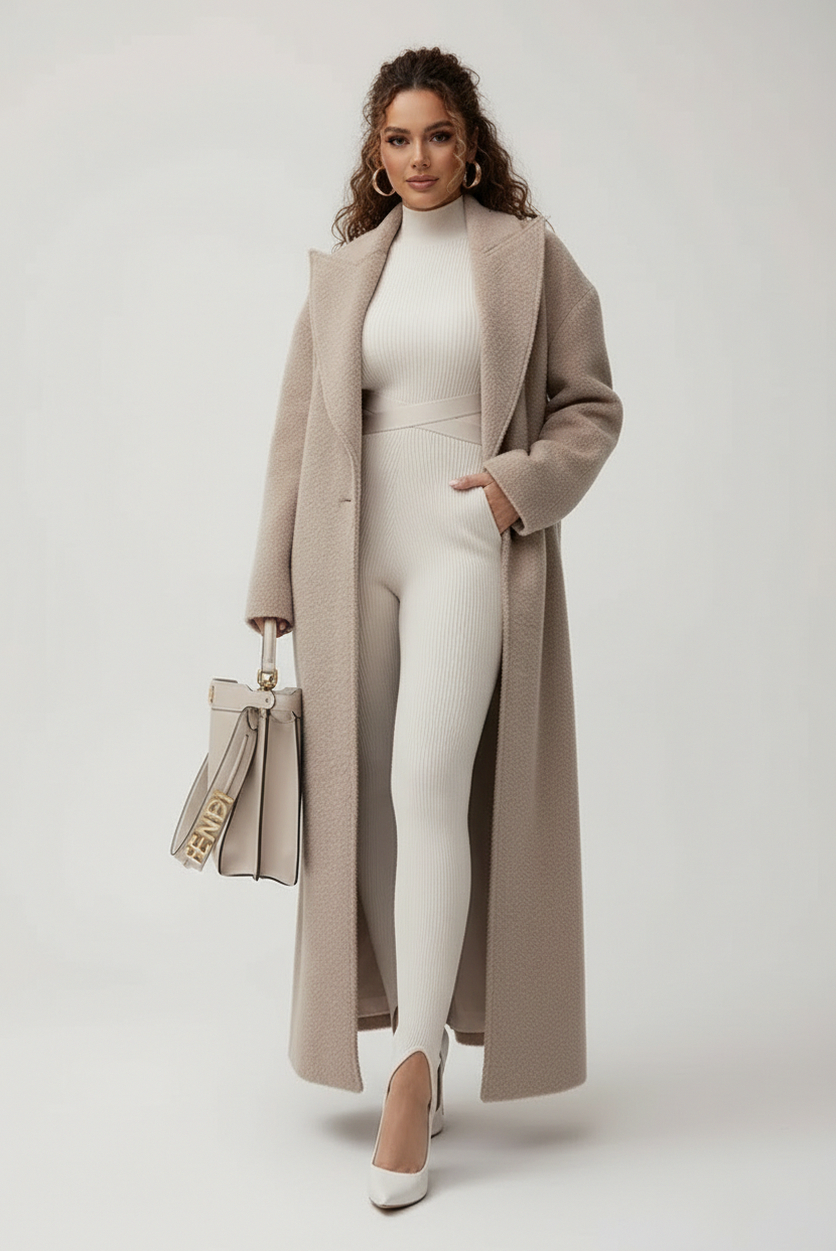 Oversized Notch Lapel Long Coat