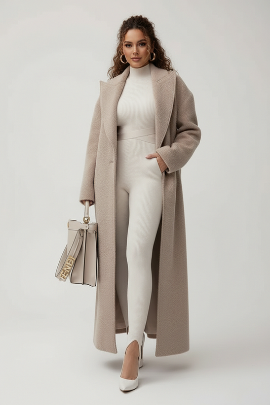 Oversized Notch Lapel Long Coat