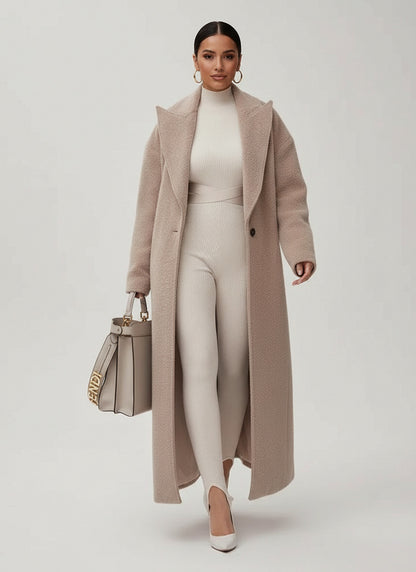 Oversized Notch Lapel Long Coat