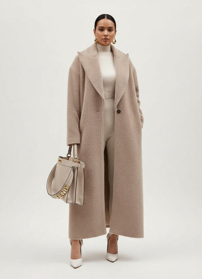 Oversized Notch Lapel Long Coat
