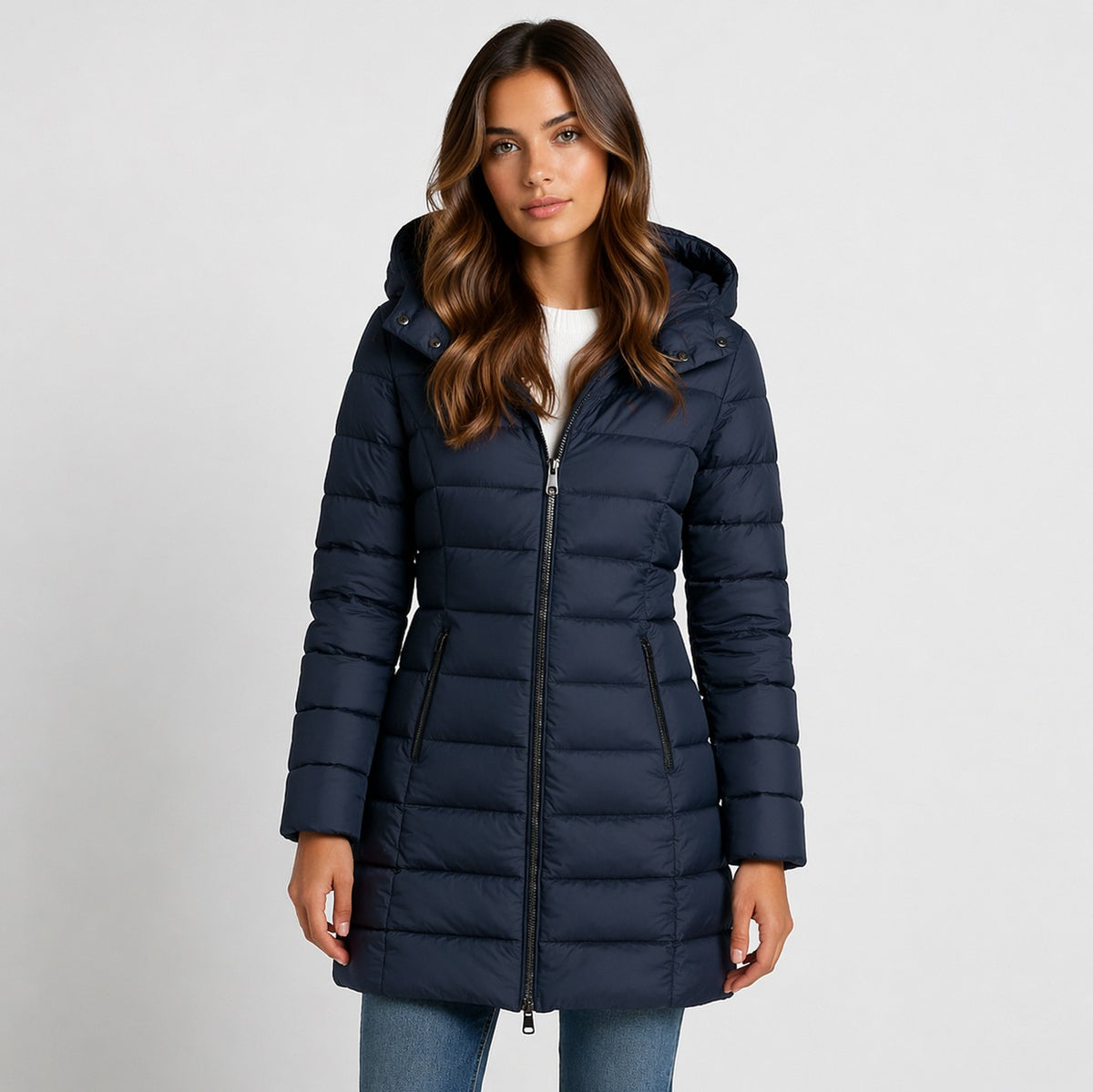 Quilted Hooded Long Sleeve Puffer Jacket