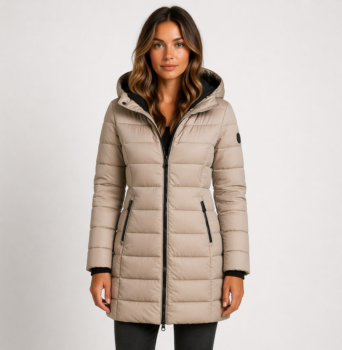 Quilted Hooded Long Sleeve Puffer Jacket