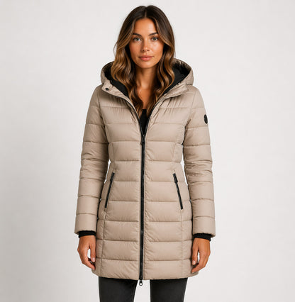 Quilted Hooded Long Sleeve Puffer Jacket