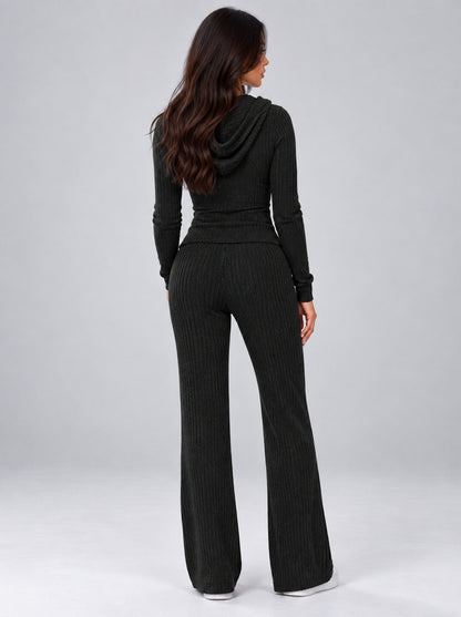 Ribbed Knit Long Sleeve Two Piece Set