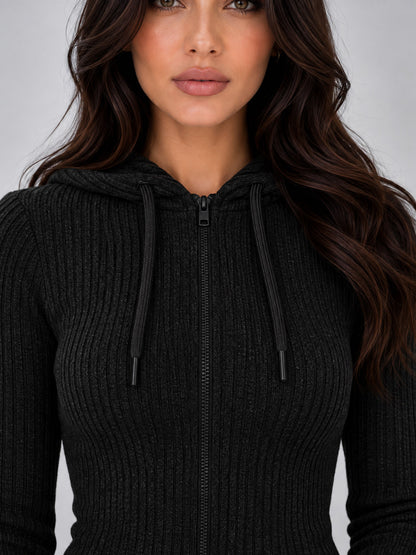 Ribbed Knit Long Sleeve Two Piece Set