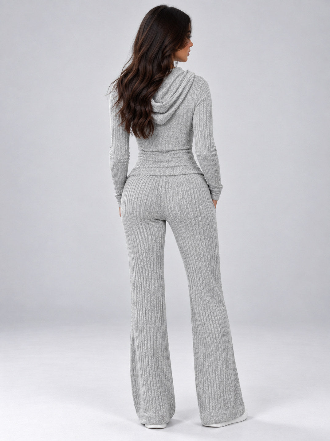 Ribbed Knit Long Sleeve Two Piece Set