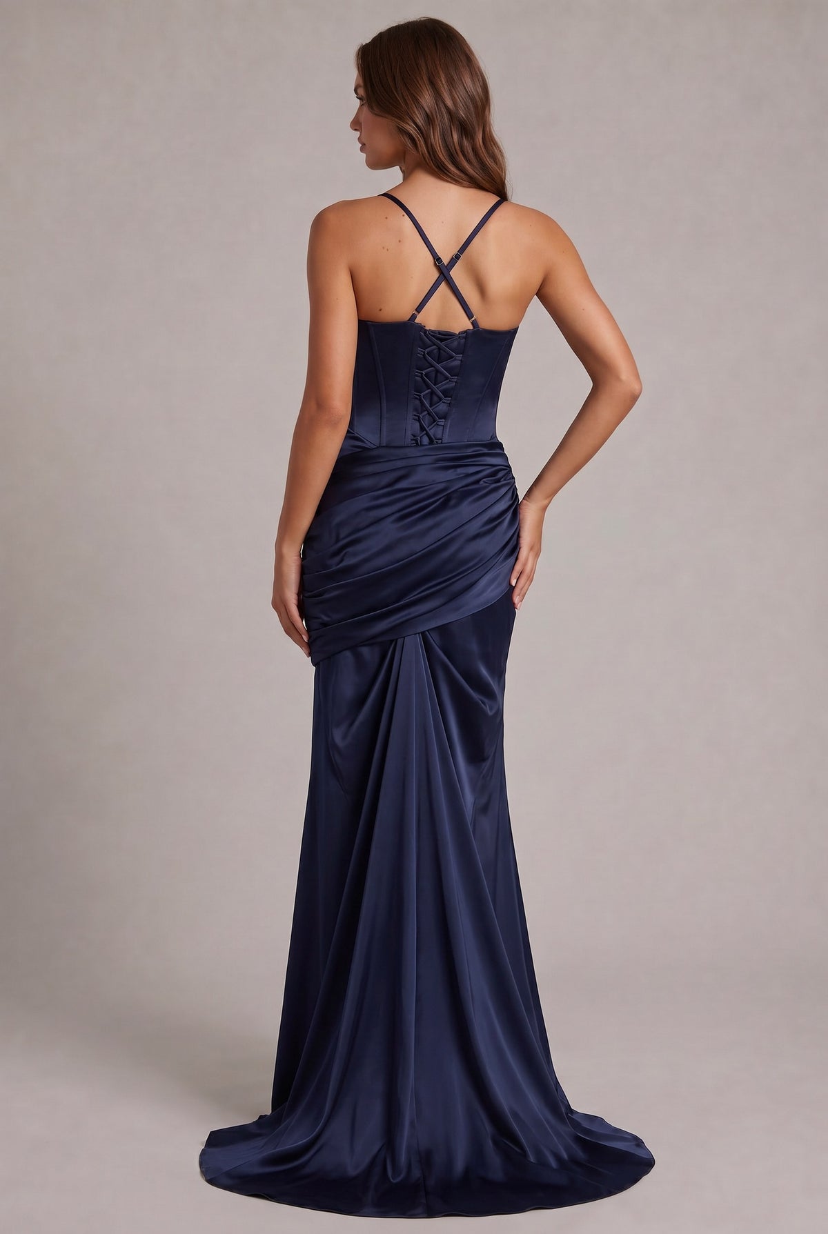 Satin Corset Cowl Maxi Dress