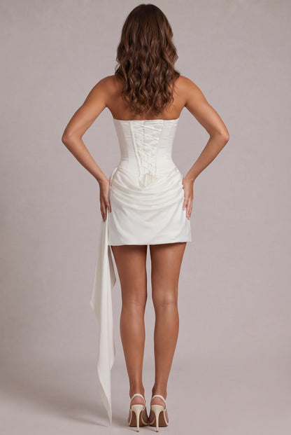 Satin Corset Strapless Mini Dress