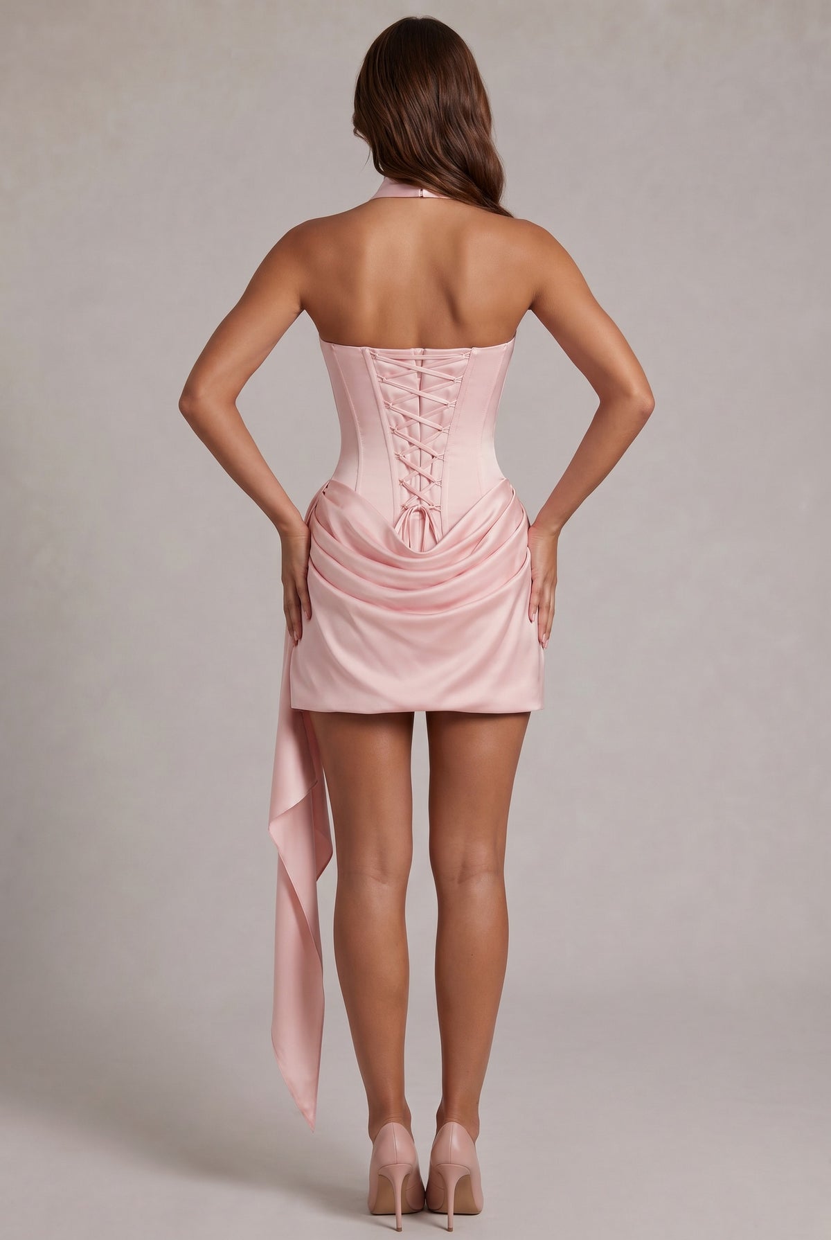 Satin Corset Strapless Mini Dress