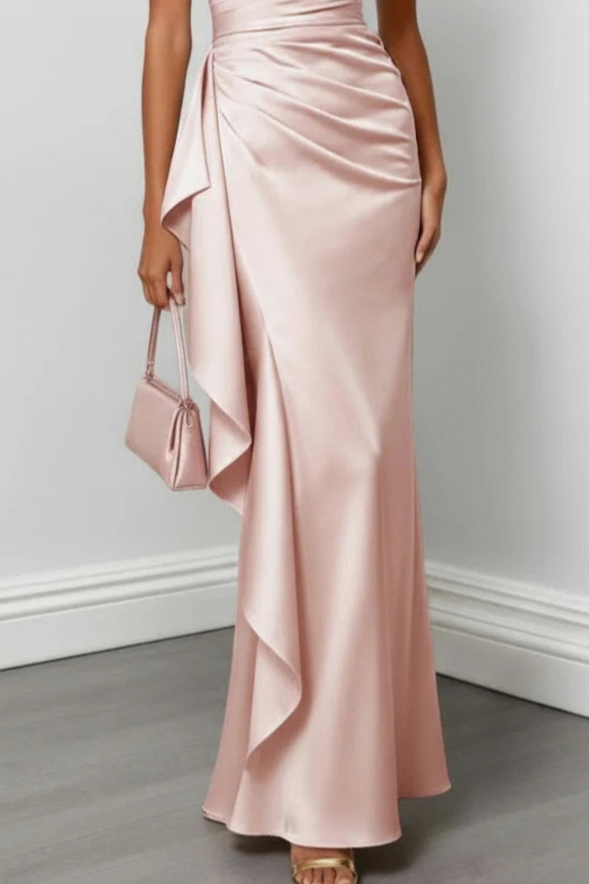 Satin One Shoulder Maxi Dress