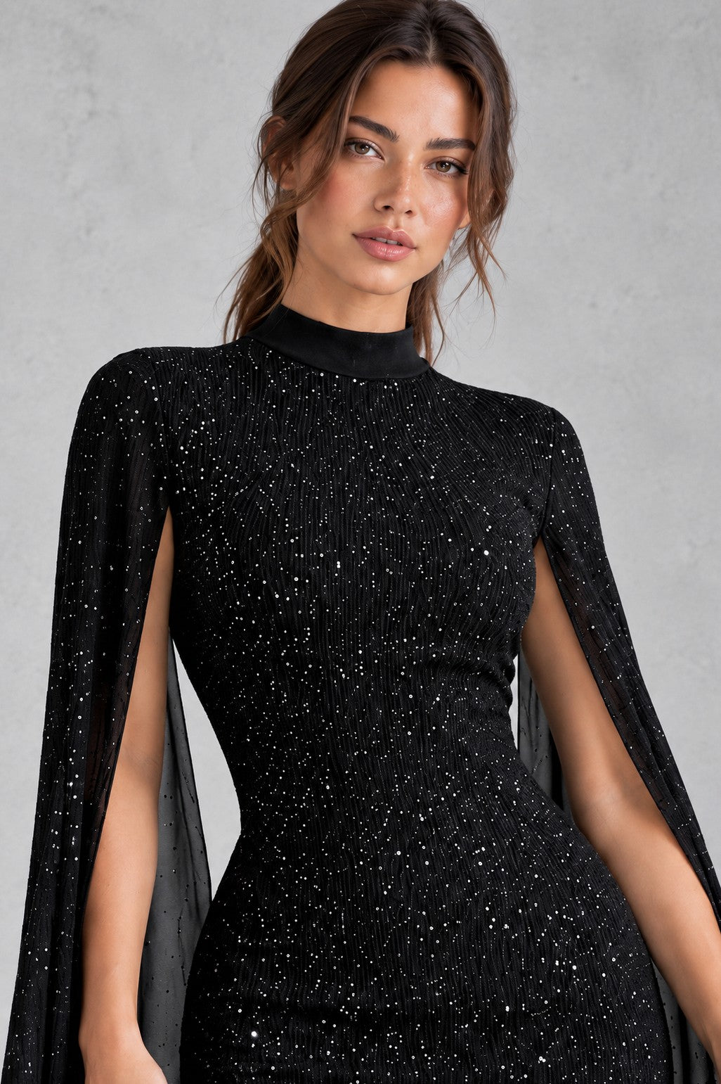Sequin Cape Sleeve Mini Dress