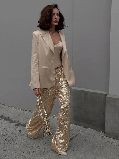 Sequin High Waist Wide Leg Pants