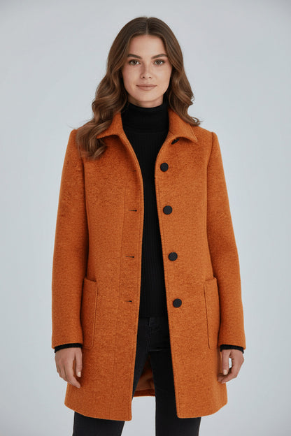 Stand Collar Button Front Coat