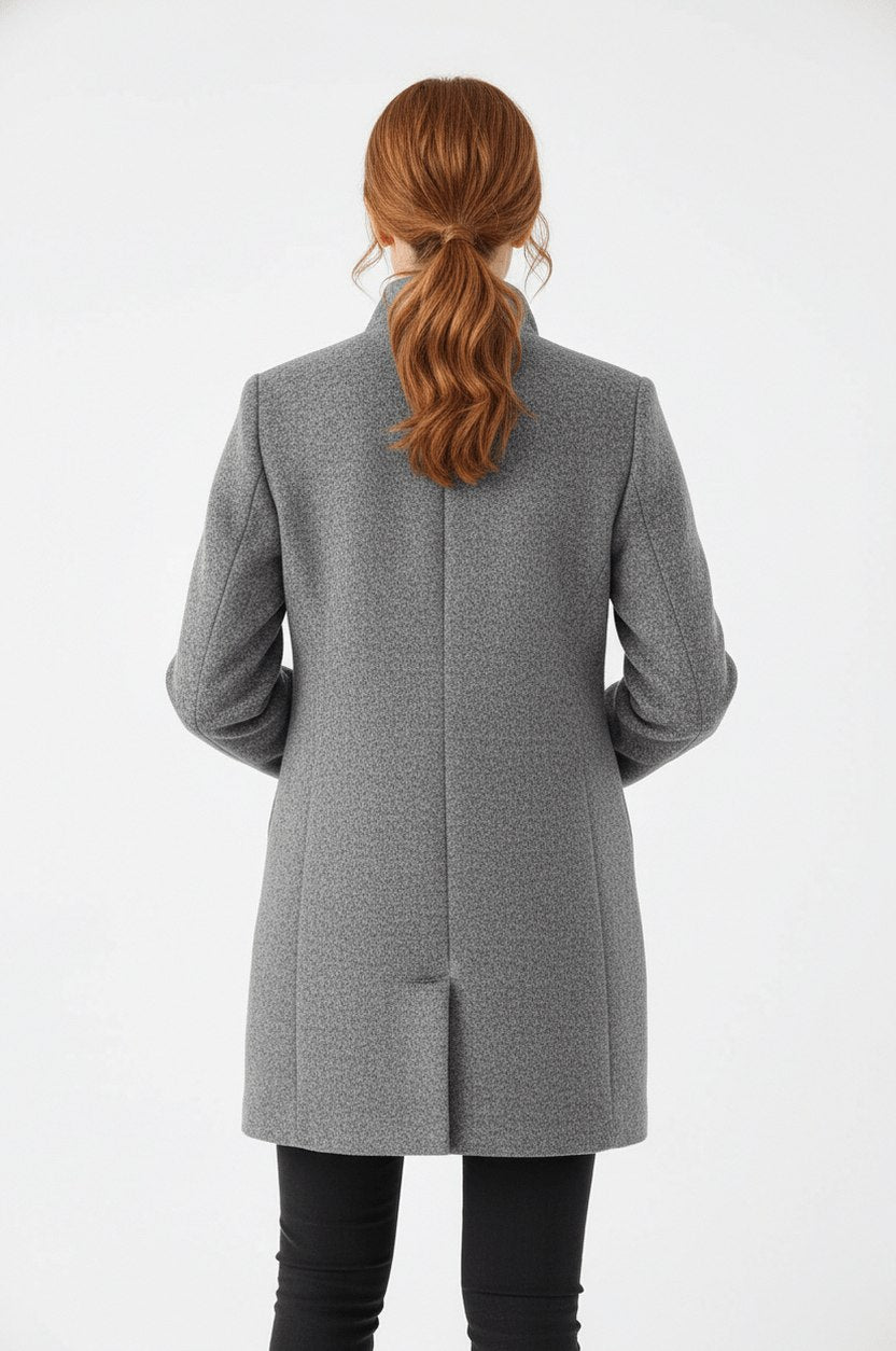 Stand Collar Button Front Coat