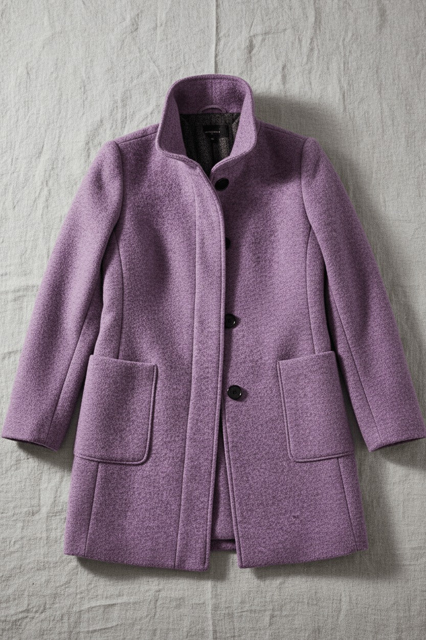 Stand Collar Button Front Coat