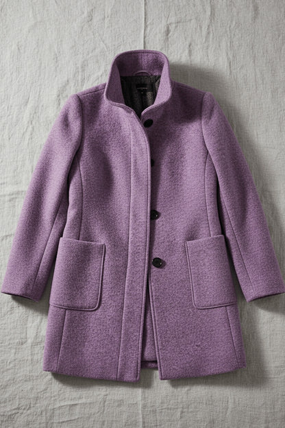 Stand Collar Button Front Coat