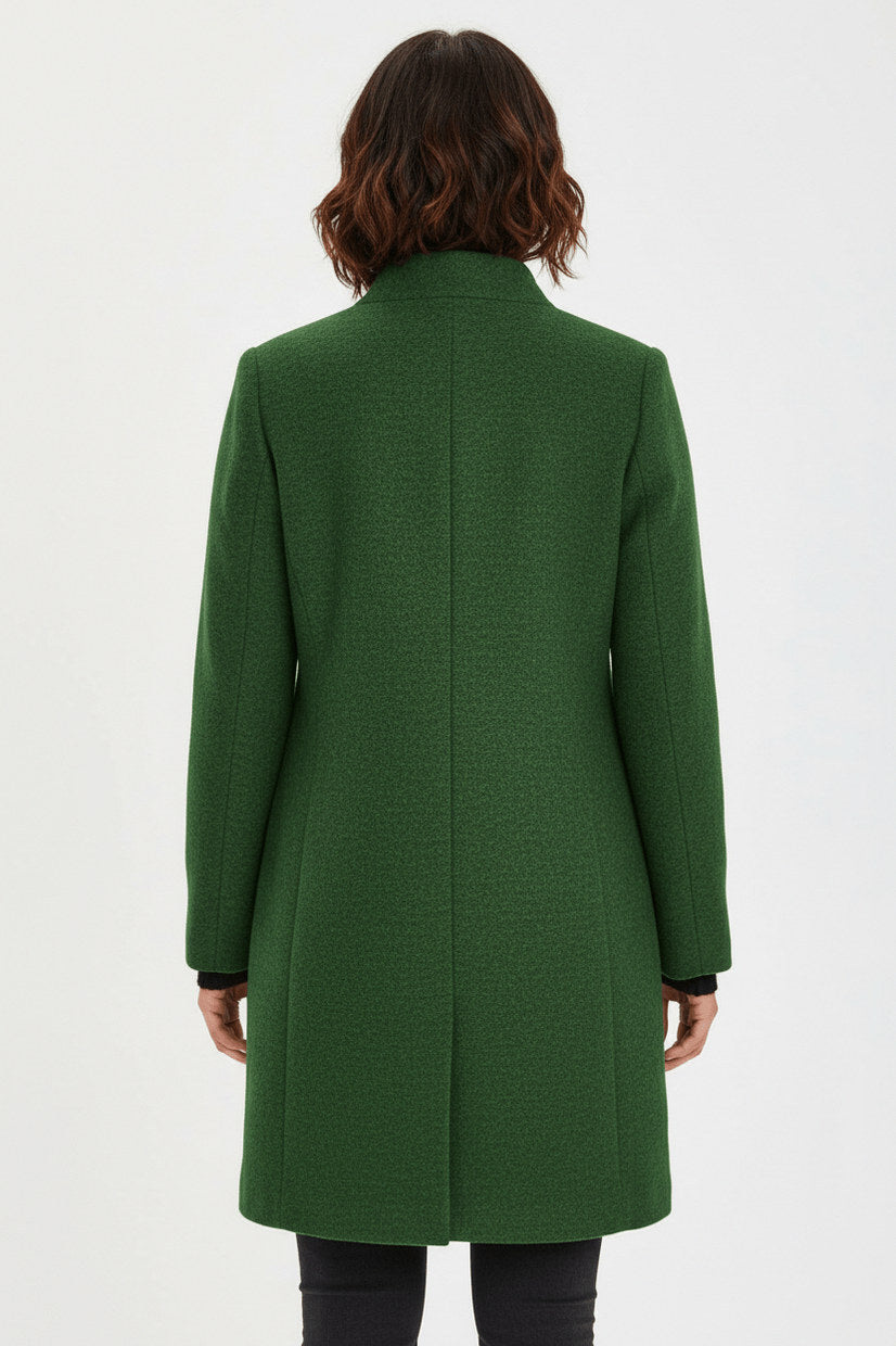 Stand Collar Button Front Coat