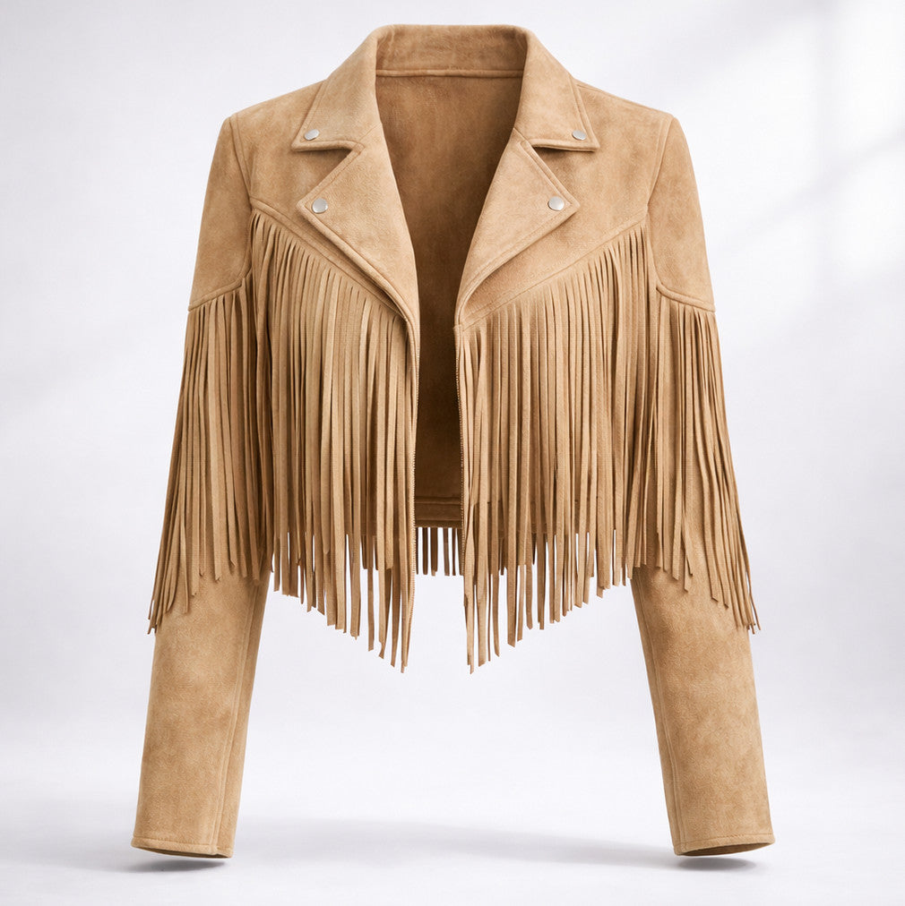 Suede Fringe Long Sleeve Jacket