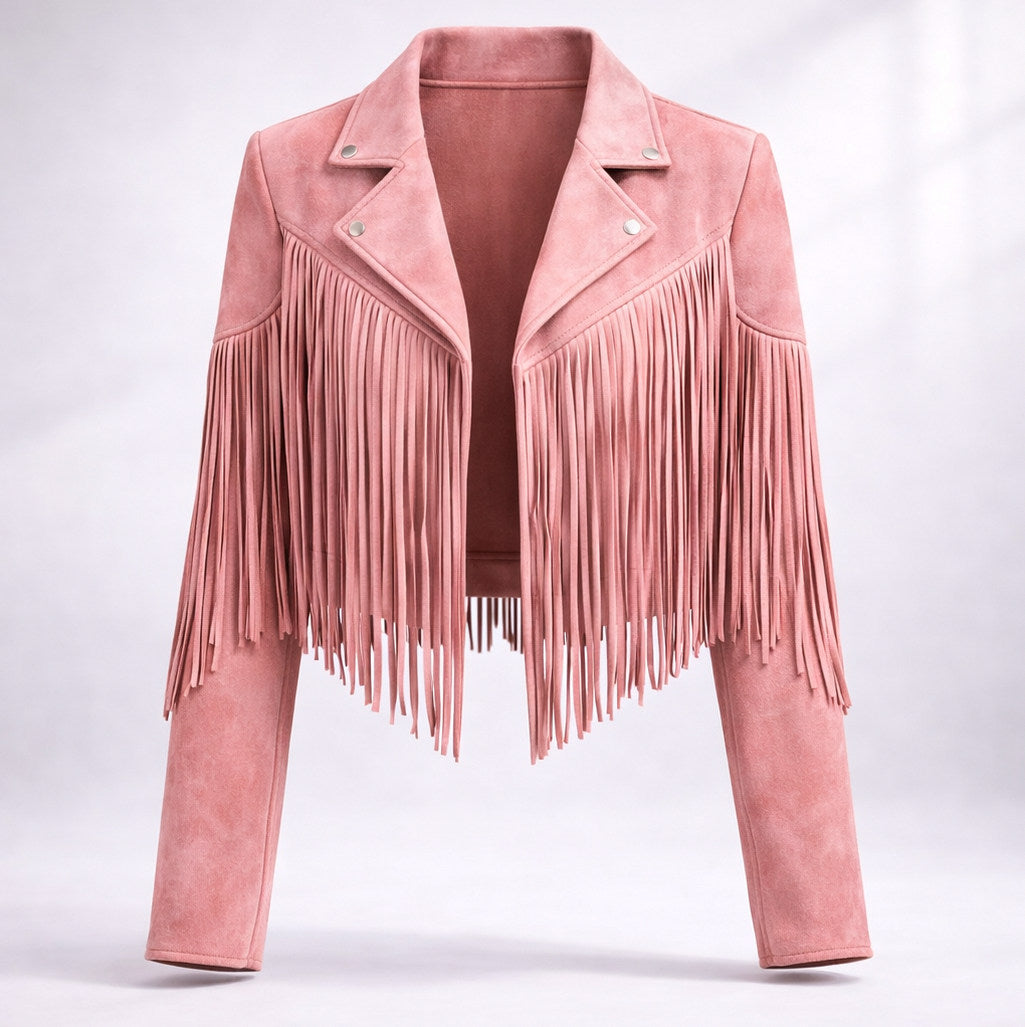 Suede Fringe Long Sleeve Jacket