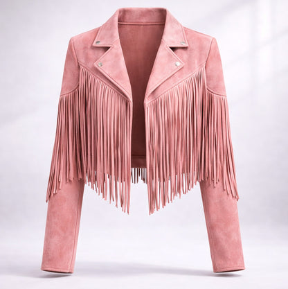 Suede Fringe Long Sleeve Jacket