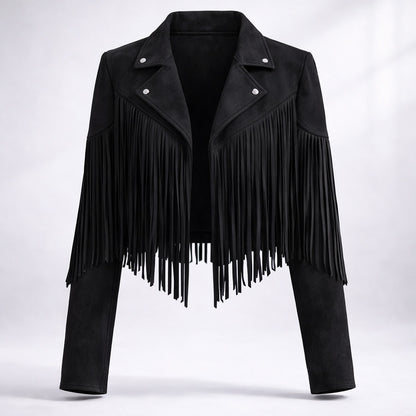 Suede Fringe Long Sleeve Jacket
