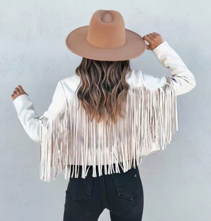 Suede Fringe Long Sleeve Jacket