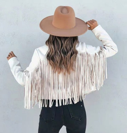 Suede Fringe Long Sleeve Jacket