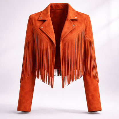 Suede Fringe Long Sleeve Jacket