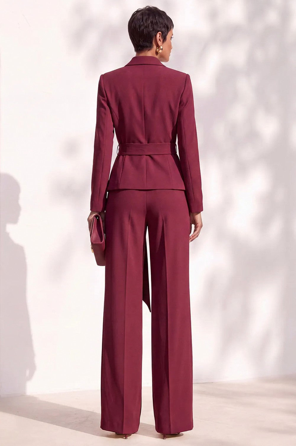 Tie Waist Long Sleeve Blazer Matching Set