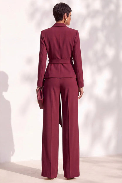 Tie Waist Long Sleeve Blazer Matching Set