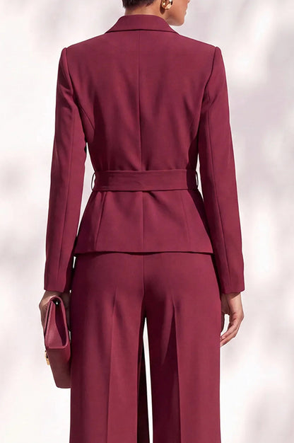 Tie Waist Long Sleeve Blazer Matching Set