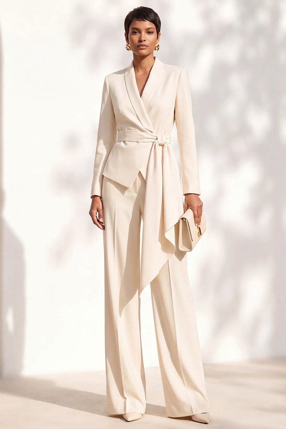 Tie Waist Long Sleeve Blazer Matching Set