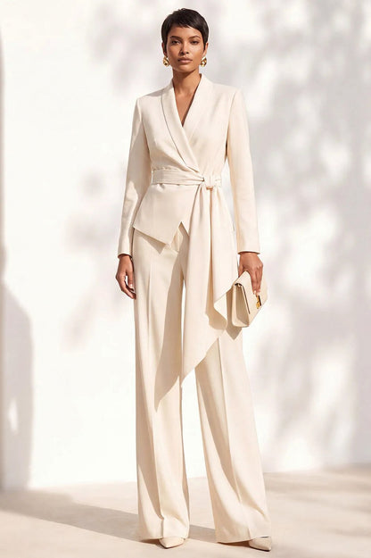 Tie Waist Long Sleeve Blazer Matching Set