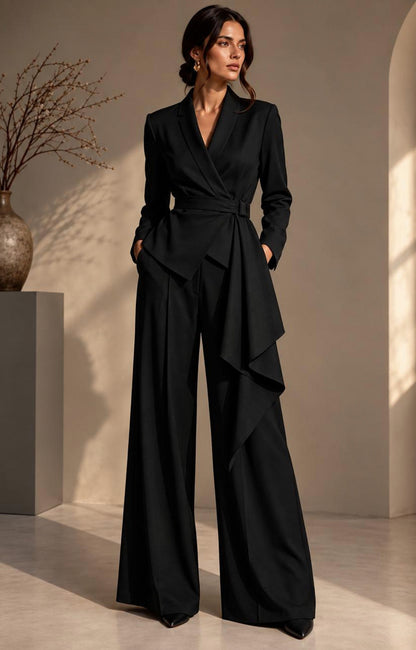 Tie Waist Long Sleeve Blazer Matching Set