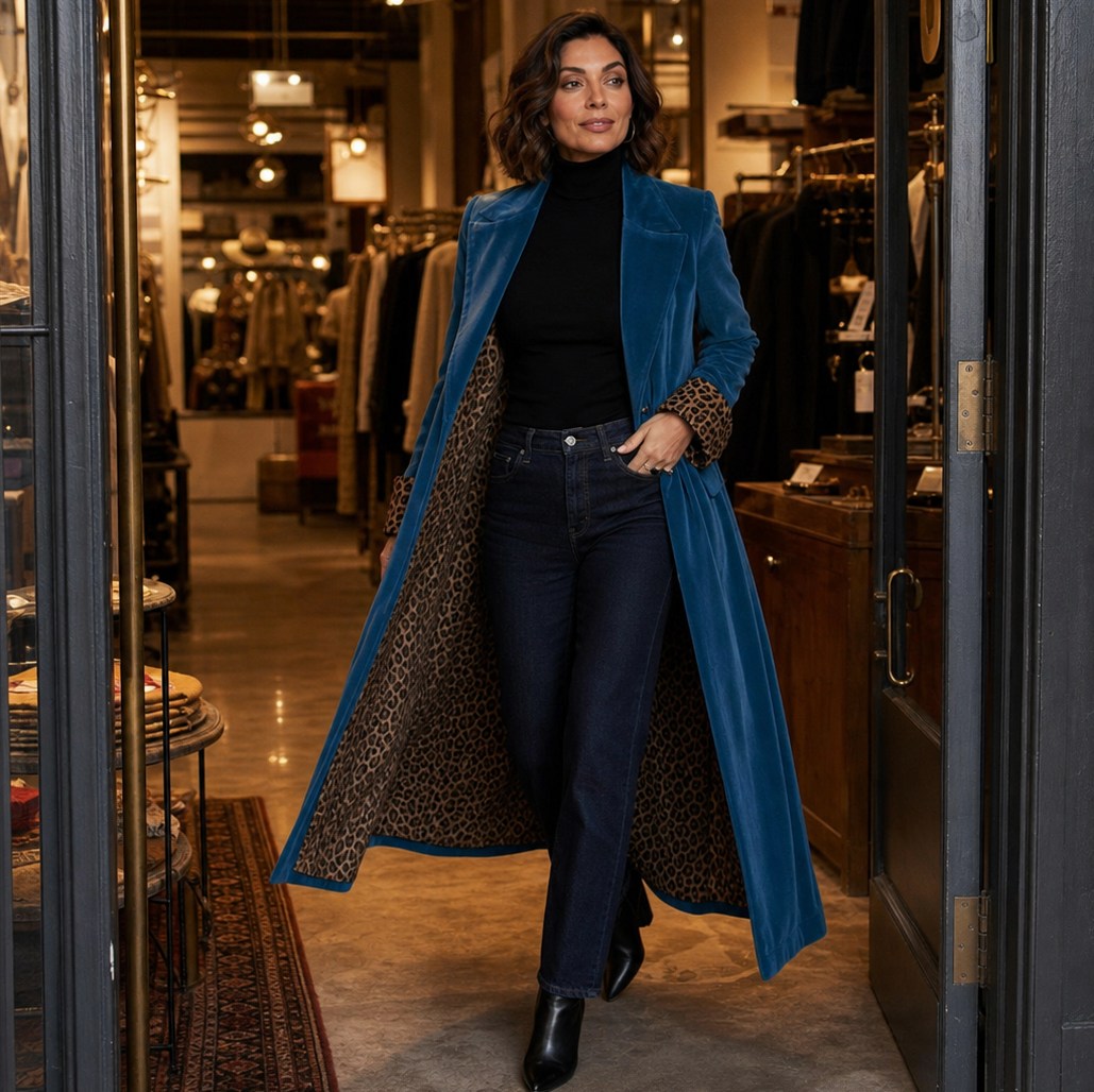 Velvet Long Sleeve Maxi Coat