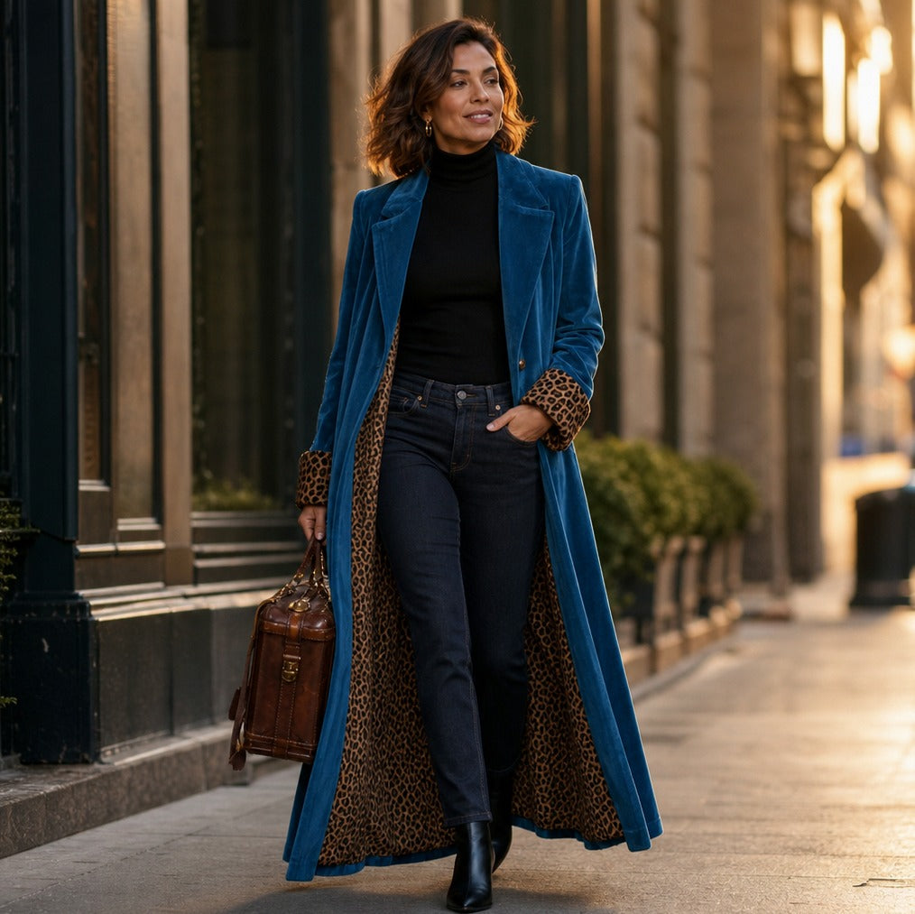 Velvet Long Sleeve Maxi Coat